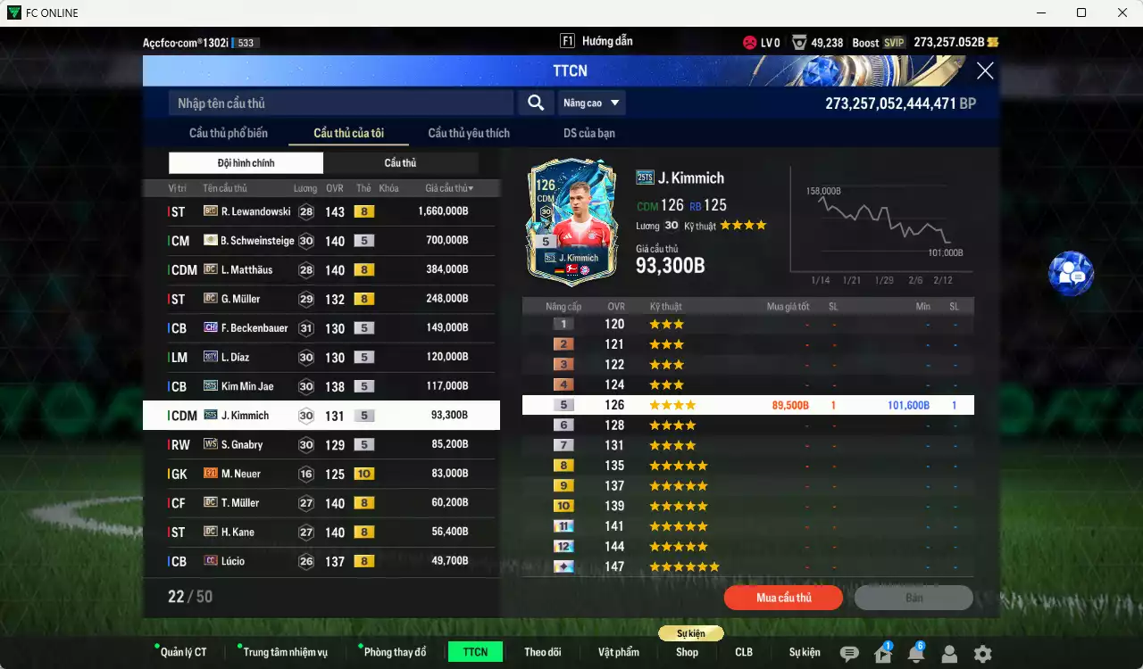 Ảnh [ACC Cổ 7 năm, Chưa nạp x8 FC Tết🐎] Bayern Munich 3.984.060b dư 270kb có Lewandowski BLD(hiếm), Schweinsteiger ITM+5, Matthaus DC, Muller DC, Beckenbauer CH, Díaz 26TY, Kim Min Jae 25TS, Kimmich 25TS, Gnabry WS, Muller DC, Kane DC, Neuer BOE+10... Full miniface, HLV Xịn, dư 170k TC. VIP BK Tháng 2