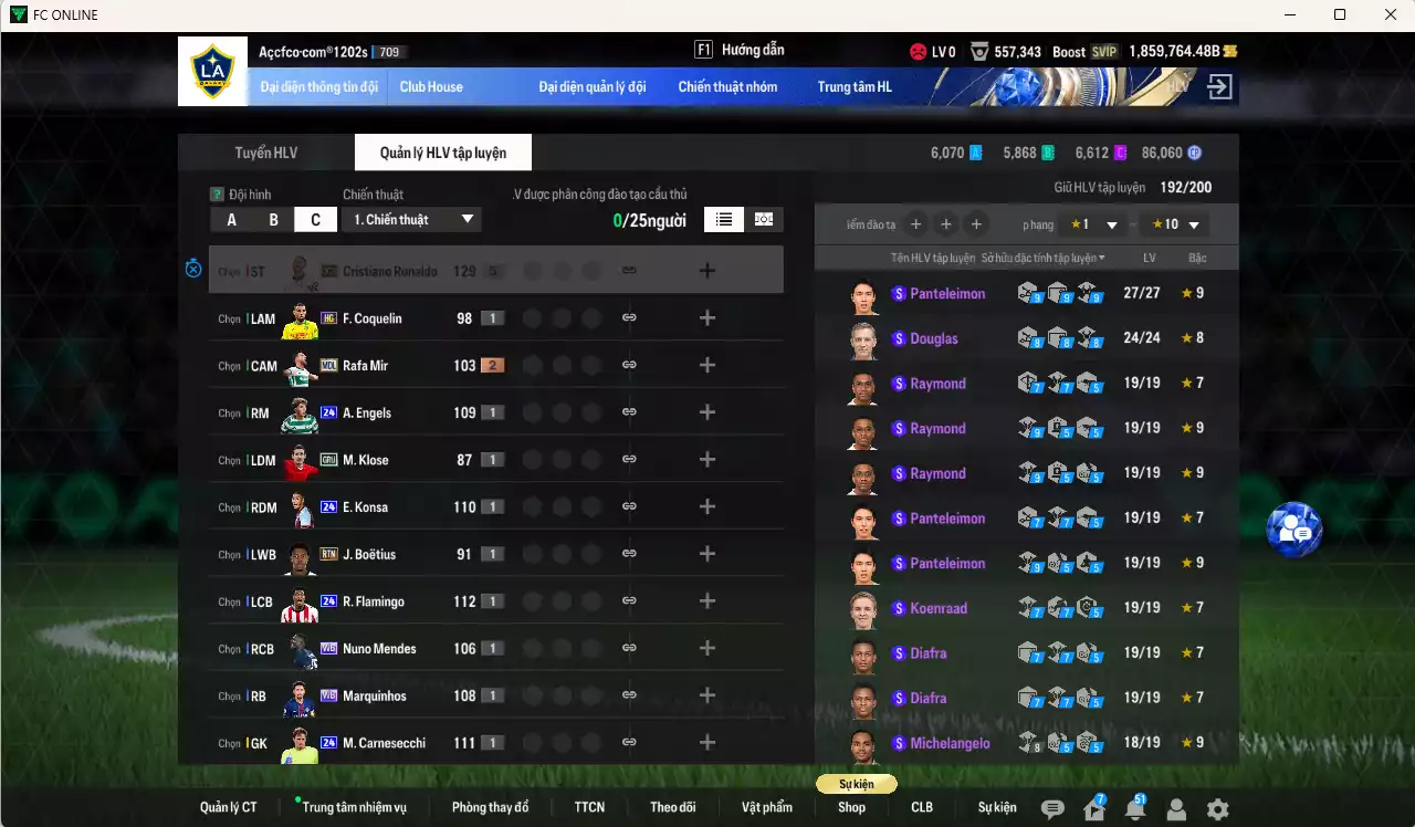 Ảnh [ACC Cổ 7 năm, Tặng 150FC, Chưa nạp x8 FC Tết🐎] ACC 1859764b trắng, có thẻ đổi tên, full miniface, còn nhiều CP GIẢM THUẾ. HLV Xịn, dư 140k TC