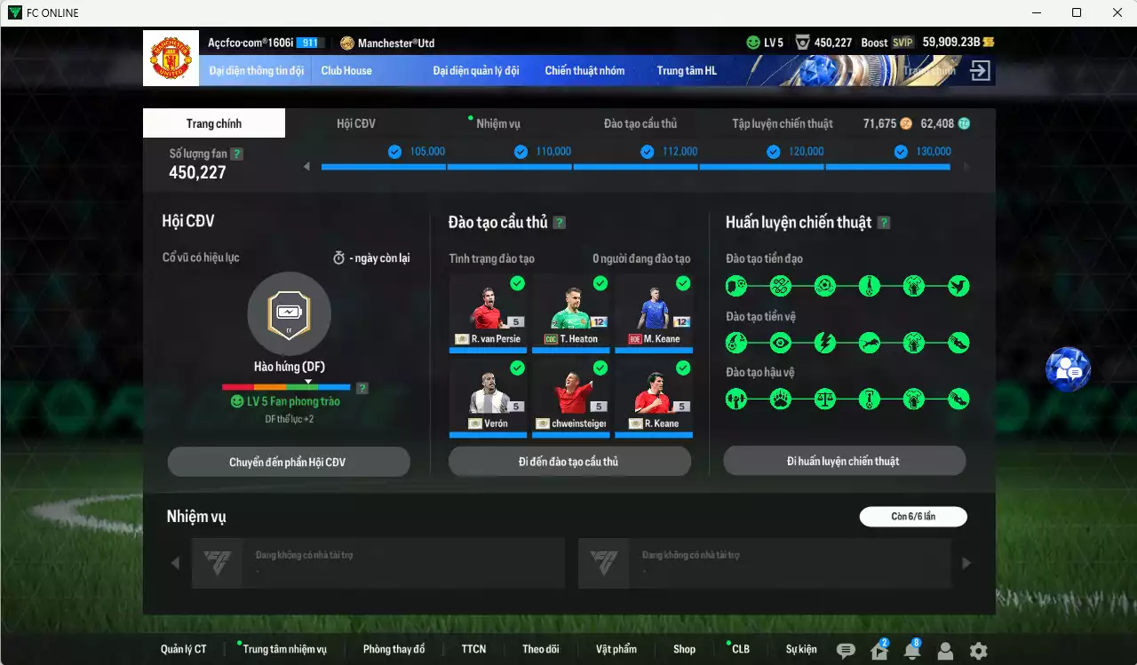 Ảnh [Chưa nạp x8 FC Tết🐎] Man Utd. ITM+5 3.158.940b có Van Persie, Schweinsteiger, Vidic, Keane, Verón... ITM+5. Full miniface, còn nhiều CP GIẢM THUẾ, HLV Xịn, đã full đào tạo chiến thuật