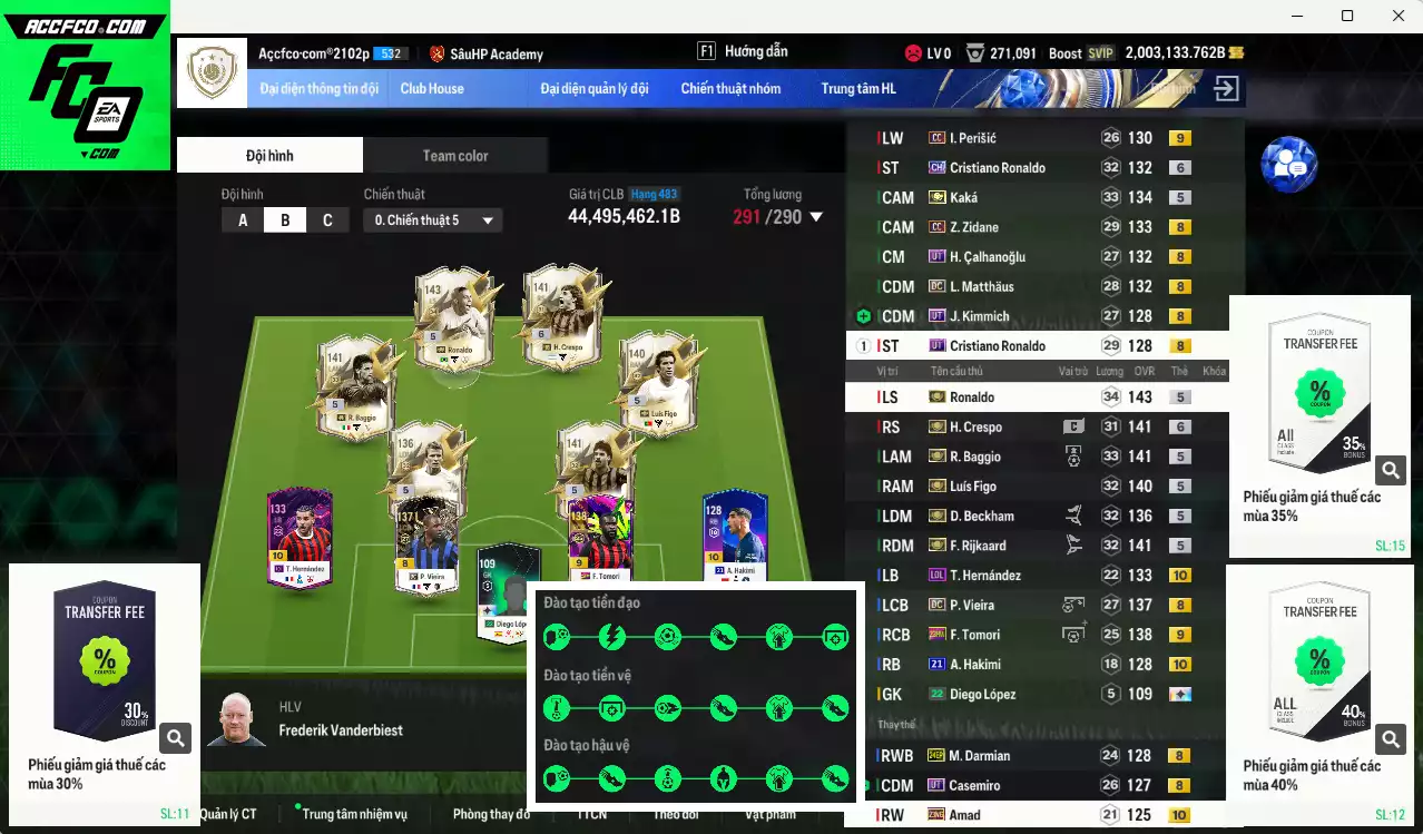 [Hạng 483, Chưa nạp x8 FC Tết🐎]  Real Madrid mix AC Milan 44.495.460b dư 2trb trắng có Ronaldo ITM+5, Rijkaard ITM+5, Figo ITM+5, Beckham ITM+5, Baggio ITM+5, Kaká ITM+5, Crespo ITM+6, Zidane CC, CR7 CH+6, CR7 UT, Matthaus DC, Theo LOL+10, Hakimi 21UCL+10... HLV Xịn, đã full đào tạo chiến thuật vs chỉ số cầu thủ