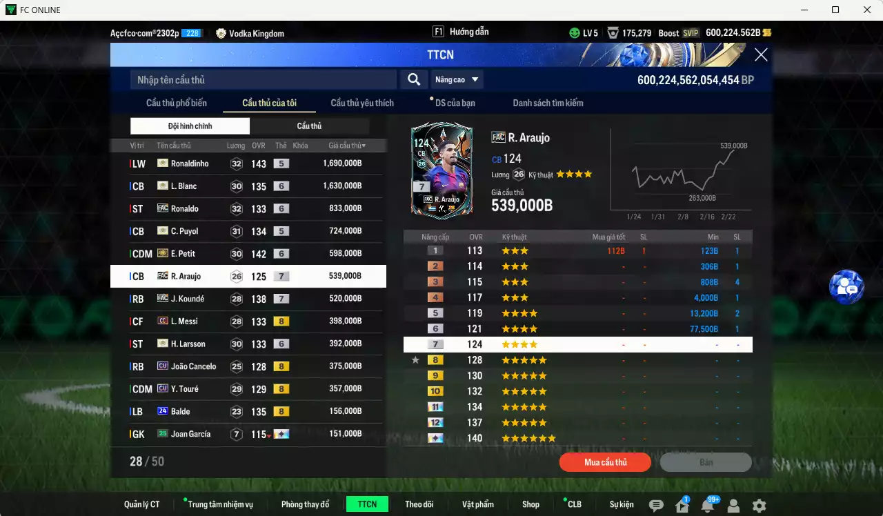 Ảnh [Hạng 698, Chưa nạp x8 FC Tết🐎] Barcelona 39.619.910b dư 600kb có Henry ITM+6, Eto ITM+6, Figo ITM+5, Thuram ITM+5,Touré ITM+6, Blanc ITM+6, Petit ITM+6, Larsson ITM+6, Pedri 26TY, Ronaldinho ITM+5... vs nhiều ct fix BP. Full miniface, HLV Xịn, đã full đào tạo chiến thuật vs chỉ số ct. VIP KC Tháng 3, BK Tháng 2