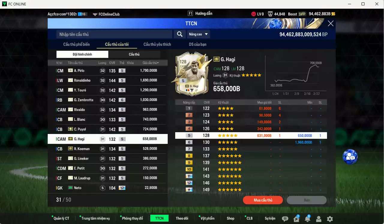 Ảnh Barcelona mix full ITM+5 23.999.530b có Henry, Eto, Thuram, Vieira, Xavi, Pirlo, Ronaldinho, Touré, Zambrotta+6, Rivaldo, Blanc, Puyol, Hagi, Koeman, Lineker, M. Laudrup, Petit vs nhiều ct fix BP. HLV Xịn, đã full đào tạo chỉ số cầu thủ. VIP KC Tháng 2, BK Tháng 3