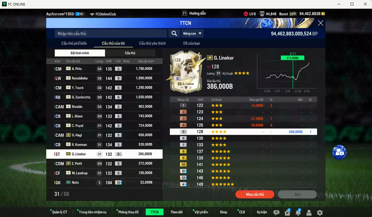 Ảnh Barcelona mix full ITM+5 23.999.530b có Henry, Eto, Thuram, Vieira, Xavi, Pirlo, Ronaldinho, Touré, Zambrotta+6, Rivaldo, Blanc, Puyol, Hagi, Koeman, Lineker, M. Laudrup, Petit vs nhiều ct fix BP. HLV Xịn, đã full đào tạo chỉ số cầu thủ. VIP KC Tháng 2, BK Tháng 3