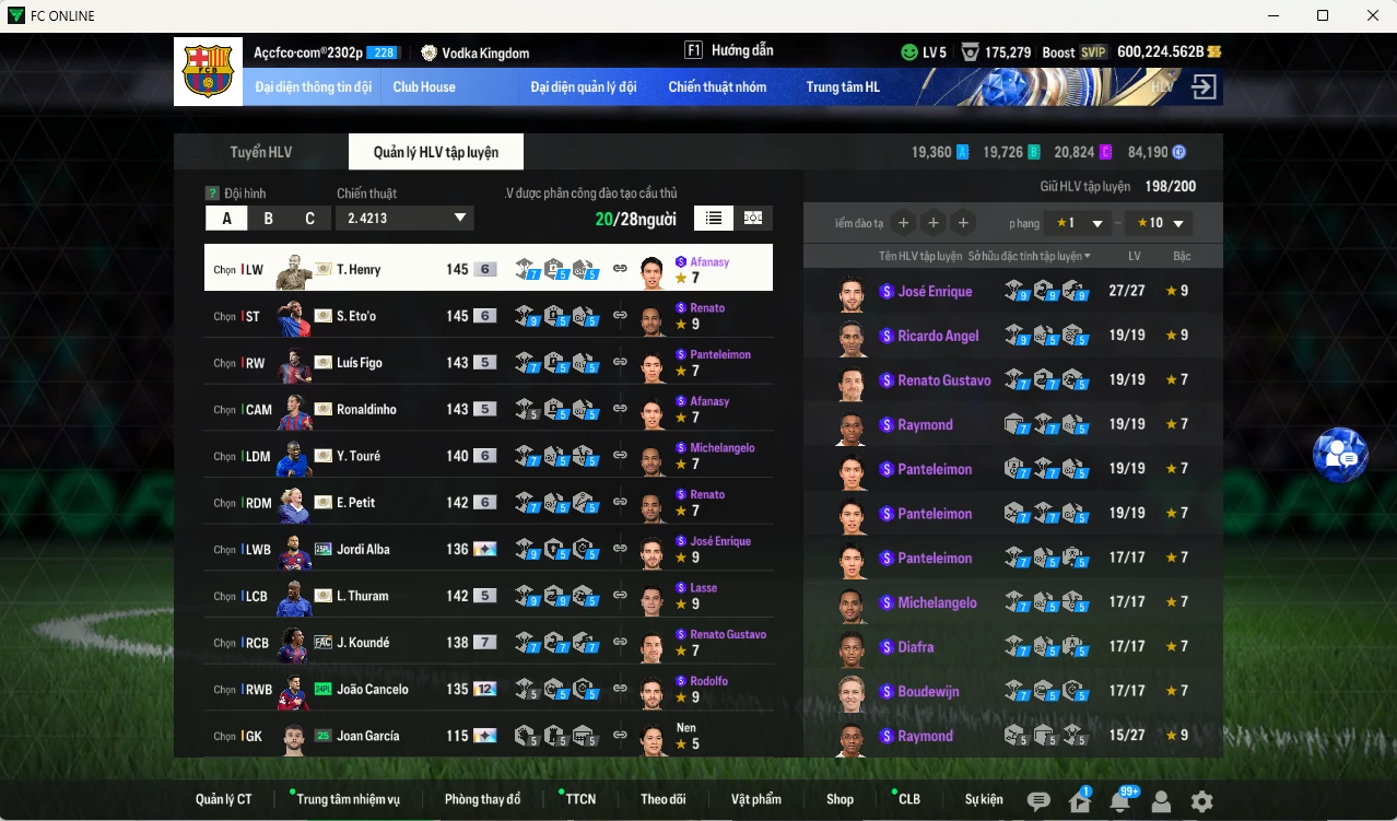 Ảnh [Hạng 698, Chưa nạp x8 FC Tết🐎] Barcelona 39.619.910b dư 600kb có Henry ITM+6, Eto ITM+6, Figo ITM+5, Thuram ITM+5,Touré ITM+6, Blanc ITM+6, Petit ITM+6, Larsson ITM+6, Pedri 26TY, Ronaldinho ITM+5... vs nhiều ct fix BP. Full miniface, HLV Xịn, đã full đào tạo chiến thuật vs chỉ số ct. VIP KC Tháng 3, BK Tháng 2