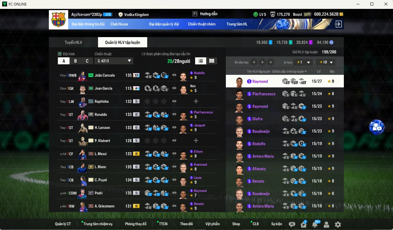 Ảnh [Hạng 698, Chưa nạp x8 FC Tết🐎] Barcelona 39.619.910b dư 600kb có Henry ITM+6, Eto ITM+6, Figo ITM+5, Thuram ITM+5,Touré ITM+6, Blanc ITM+6, Petit ITM+6, Larsson ITM+6, Pedri 26TY, Ronaldinho ITM+5... vs nhiều ct fix BP. Full miniface, HLV Xịn, đã full đào tạo chiến thuật vs chỉ số ct. VIP KC Tháng 3, BK Tháng 2