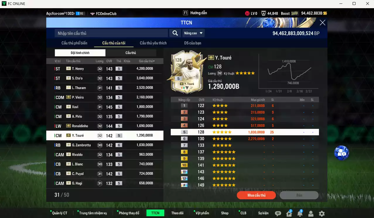 Ảnh Barcelona mix full ITM+5 23.999.530b có Henry, Eto, Thuram, Vieira, Xavi, Pirlo, Ronaldinho, Touré, Zambrotta+6, Rivaldo, Blanc, Puyol, Hagi, Koeman, Lineker, M. Laudrup, Petit vs nhiều ct fix BP. HLV Xịn, đã full đào tạo chỉ số cầu thủ. VIP KC Tháng 2, BK Tháng 3