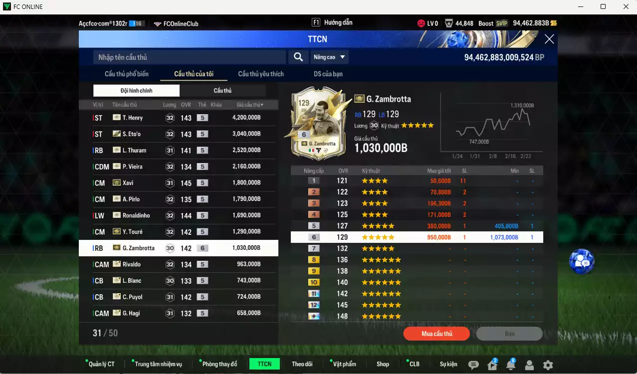Ảnh Barcelona mix full ITM+5 23.999.530b có Henry, Eto, Thuram, Vieira, Xavi, Pirlo, Ronaldinho, Touré, Zambrotta+6, Rivaldo, Blanc, Puyol, Hagi, Koeman, Lineker, M. Laudrup, Petit vs nhiều ct fix BP. HLV Xịn, đã full đào tạo chỉ số cầu thủ. VIP KC Tháng 2, BK Tháng 3