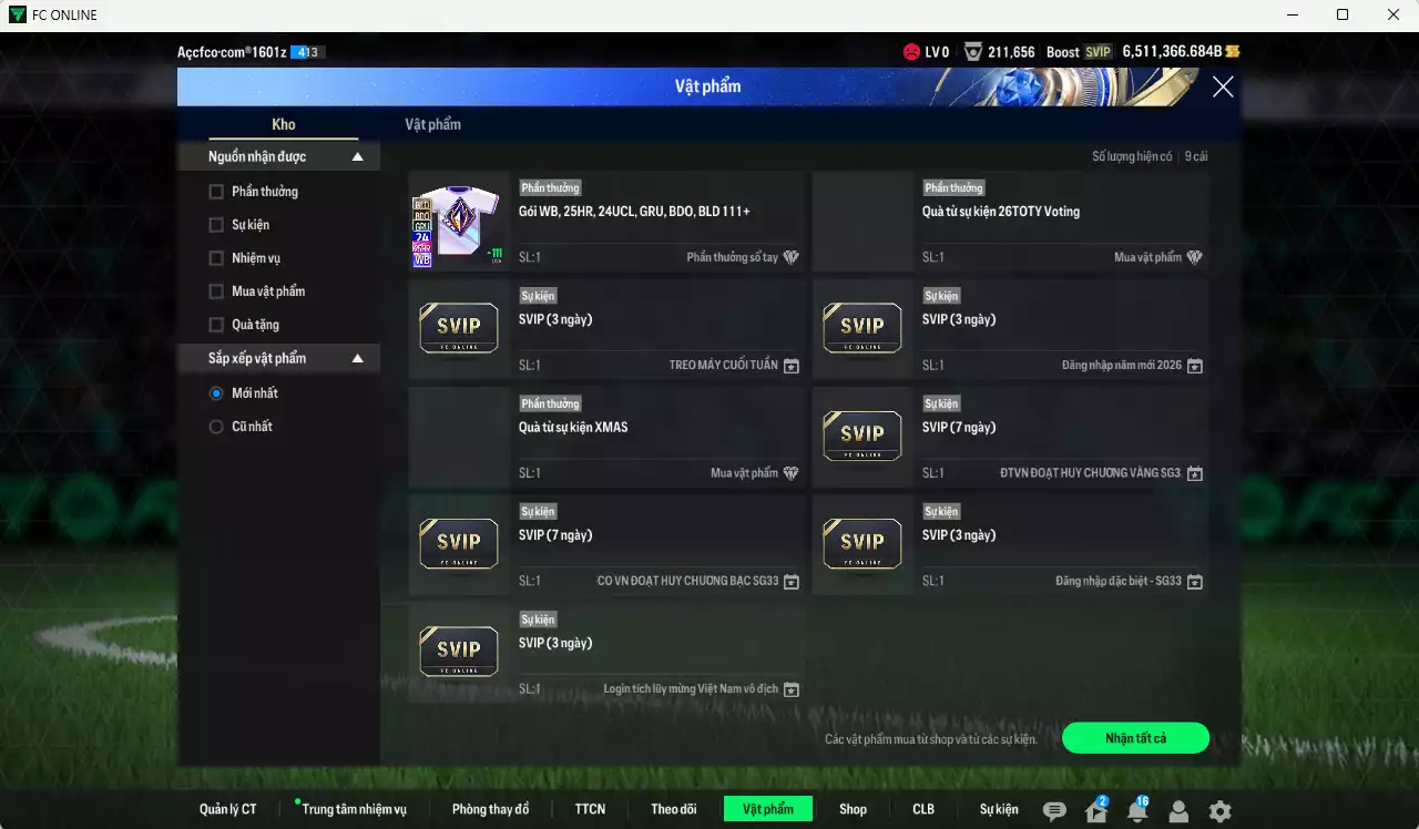 Ảnh ACC 6511366b trắng, có thẻ đổi tên, full miniface, còn rất nhiều CP GIẢM THUẾ. HLV Siêu Xịn, đã full đào tạo chiến thuật