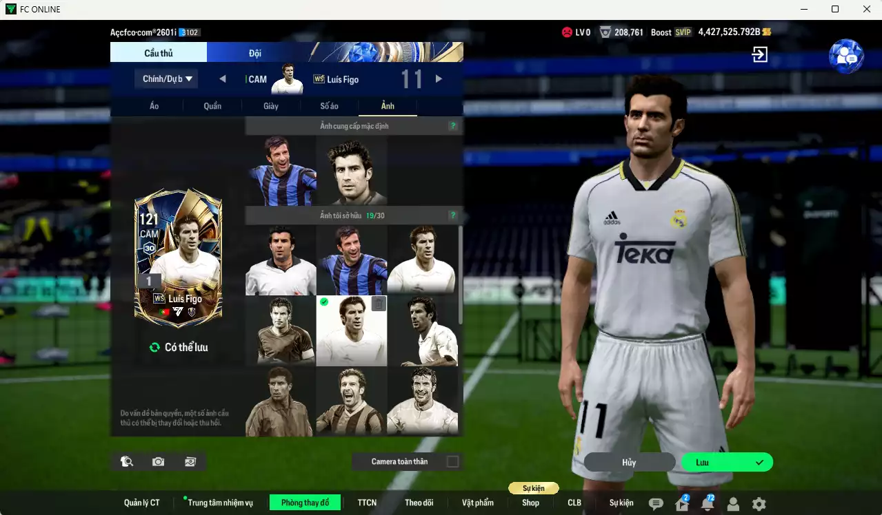 Ảnh ACC 4427525b trắng, có thẻ đổi tên, full miniface. HLV Siêu Xịn, đã full đào tạo chiến thuật