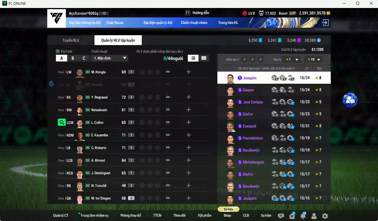 Ảnh ACC 2591502b trắng, có thẻ đổi tên. HLV Xịn