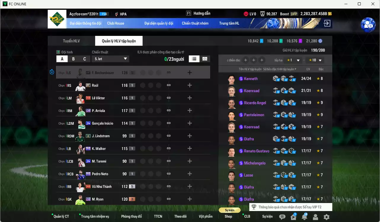 Ảnh ACC 2283287b trắng, có thẻ đổi tên. HLV Xịn, gần full đào tạo chiến thuật