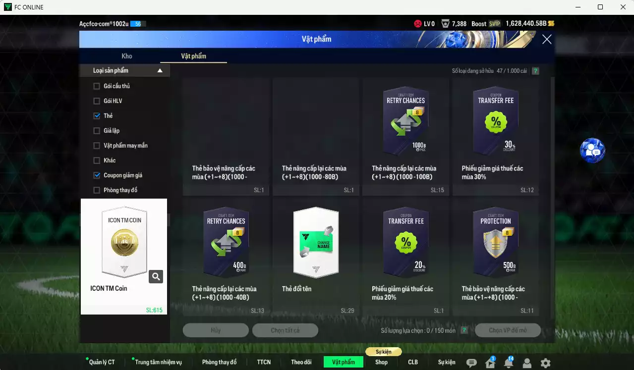 Ảnh ACC 1628440b trắng, có thẻ đổi tên, còn CP GIẢM THUẾ. HLV Xịn, dư 180k TC