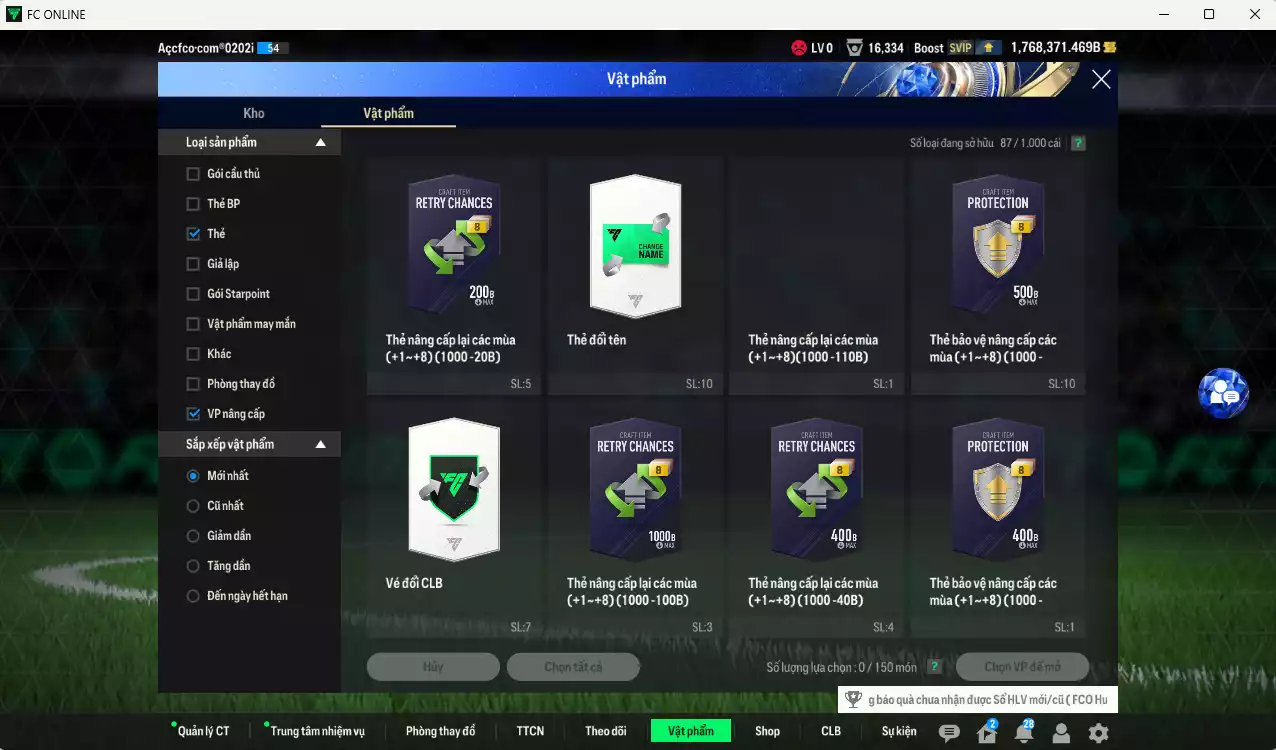 Ảnh ACC 1768371b trắng, có thẻ đổi tên. Dư 190k TC