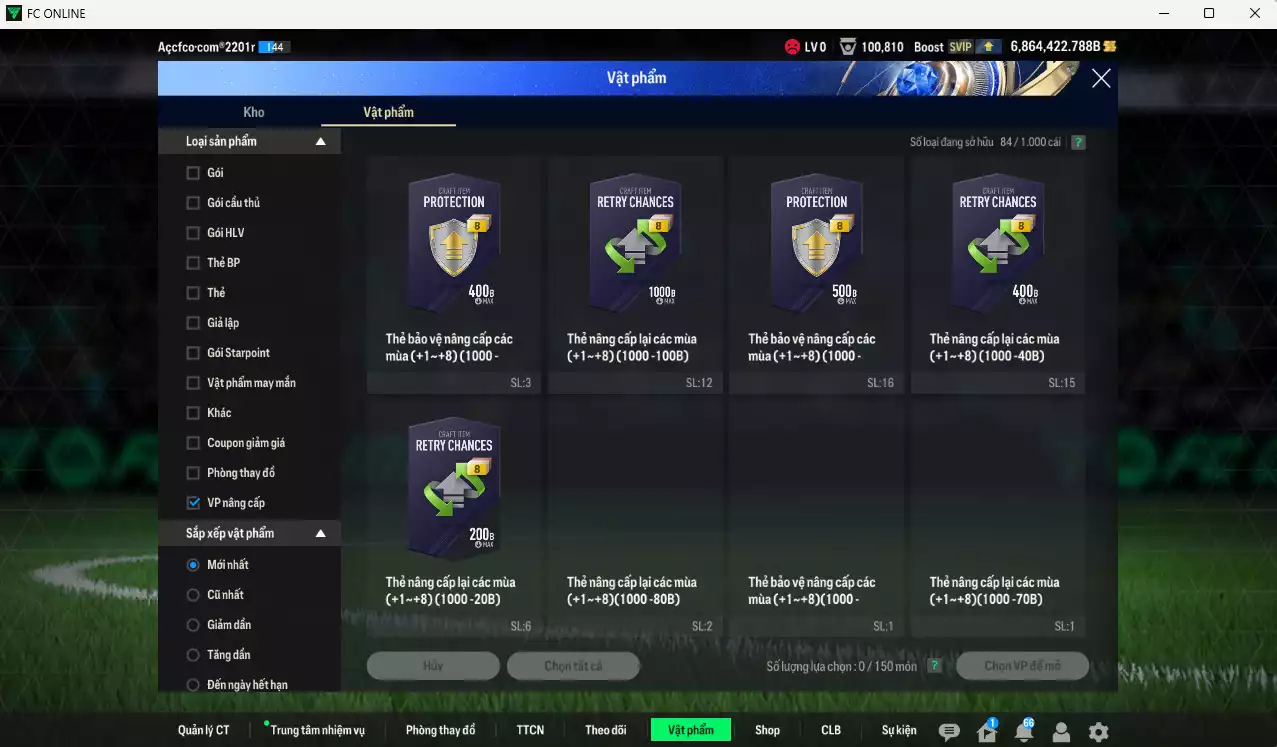 Ảnh ACC 6864422b trắng, có thẻ đổi tên, còn CP GIẢM THUẾ. HLV Xịn, gần full đào tạo chiến thuật, dư 220k TC