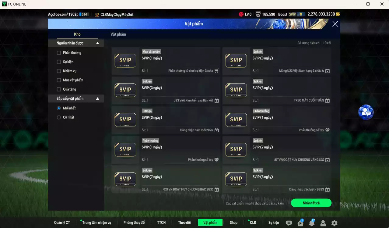 Ảnh ACC 2278093b trắng, có thẻ đổi tên, full miniface, còn CP GIẢM THUẾ. HLV Siêu Xịn, đã full đào tạo chiến thuật, dư 120k TC