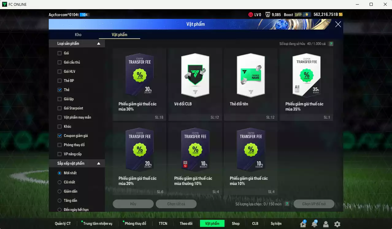 Ảnh ACC 562216b trắng, có thẻ đổi tên, full miniface. HLV tạm