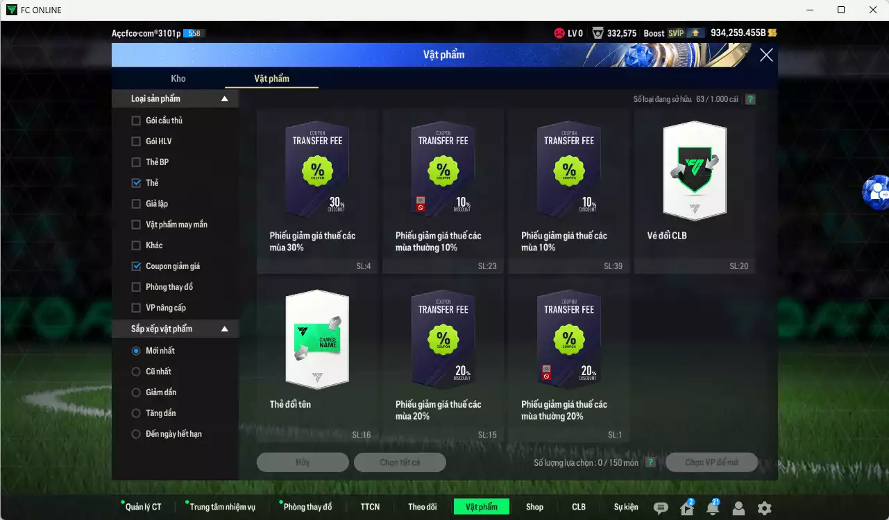 Ảnh ACC 934259b trắng, có thẻ đổi tên, full miniface. HLV Xịn, dư 160k TC