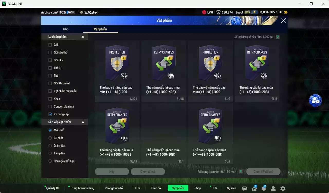 Ảnh [ACC Hiếm] ACC 8034305b trắng, có thẻ đổi tên, full miniface, còn rất nhiều CP GIẢM THUẾ. HLV Siêu Xịn, đã full đào tạo chiến thuật, dư 290k TC