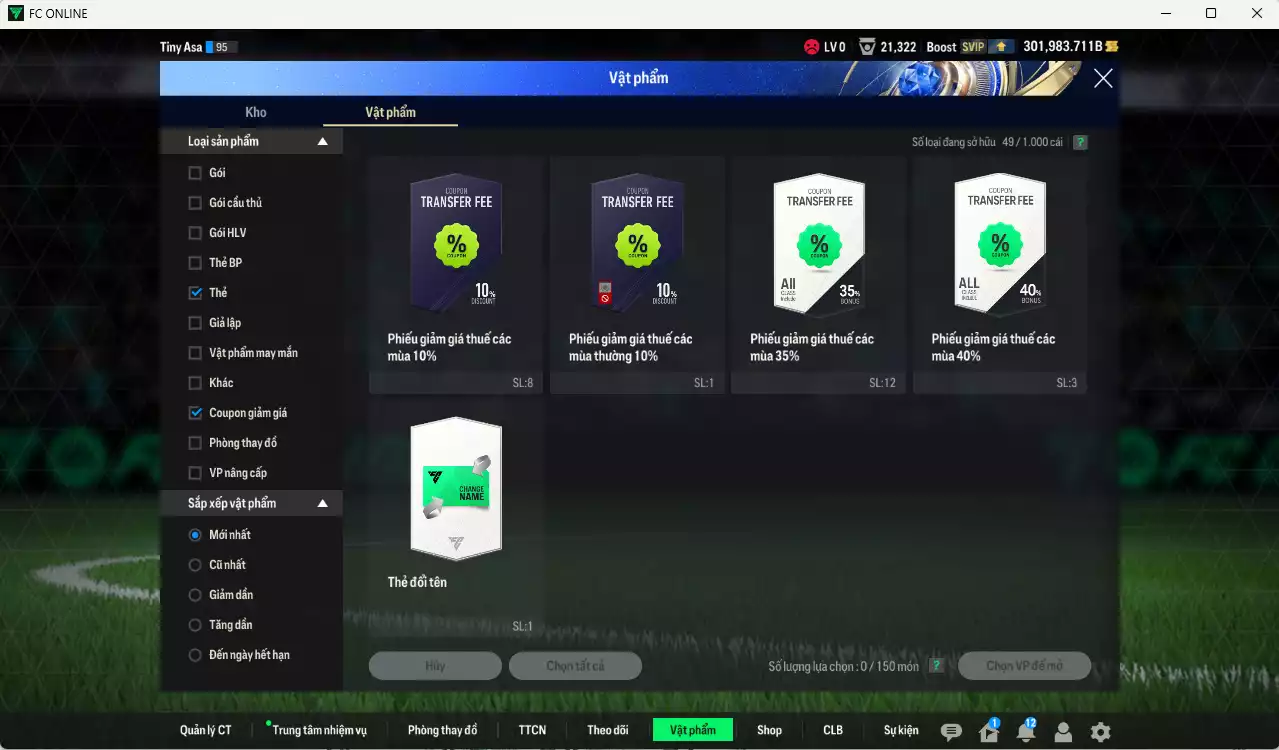 Ảnh ACC 301983b trắng, có thẻ đổi tên, còn nhiều CP GIẢM THUẾ. HLV Xịn, dư 170k TC