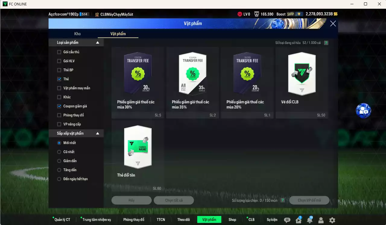 Ảnh ACC 2278093b trắng, có thẻ đổi tên, full miniface, còn CP GIẢM THUẾ. HLV Siêu Xịn, đã full đào tạo chiến thuật, dư 120k TC