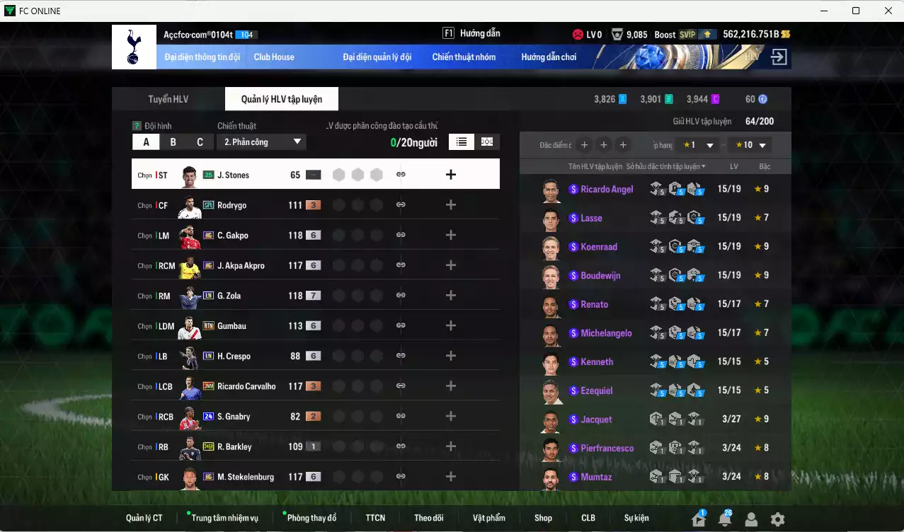 Ảnh ACC 562216b trắng, có thẻ đổi tên, full miniface. HLV tạm