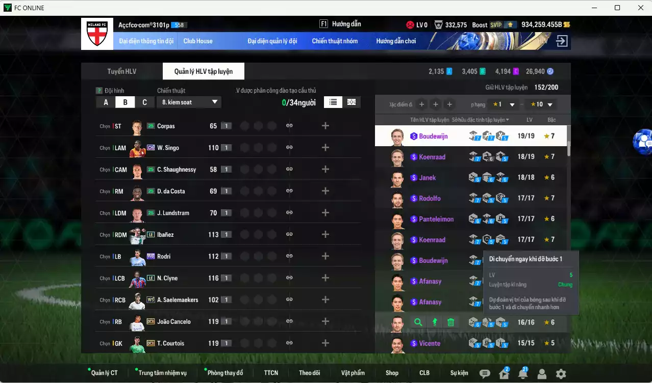 Ảnh ACC 934259b trắng, có thẻ đổi tên, full miniface. HLV Xịn, dư 160k TC