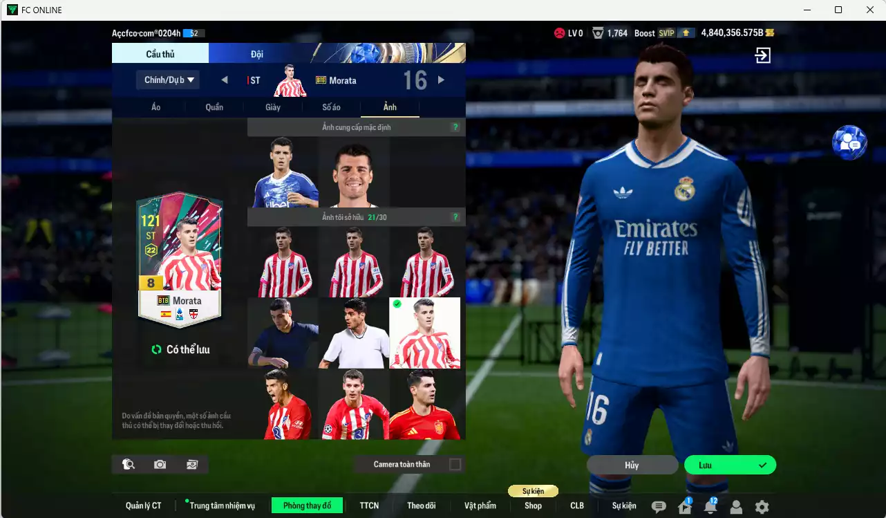 Ảnh ACC 4840356b trắng, có thẻ đổi tên, full miniface. HLV Xịn