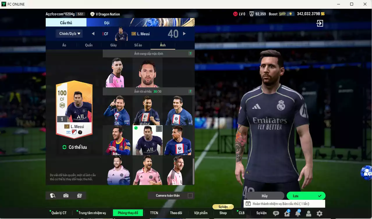 Ảnh ACC 342032b trắng, có thẻ đổi tên, full miniface. HLV Xịn