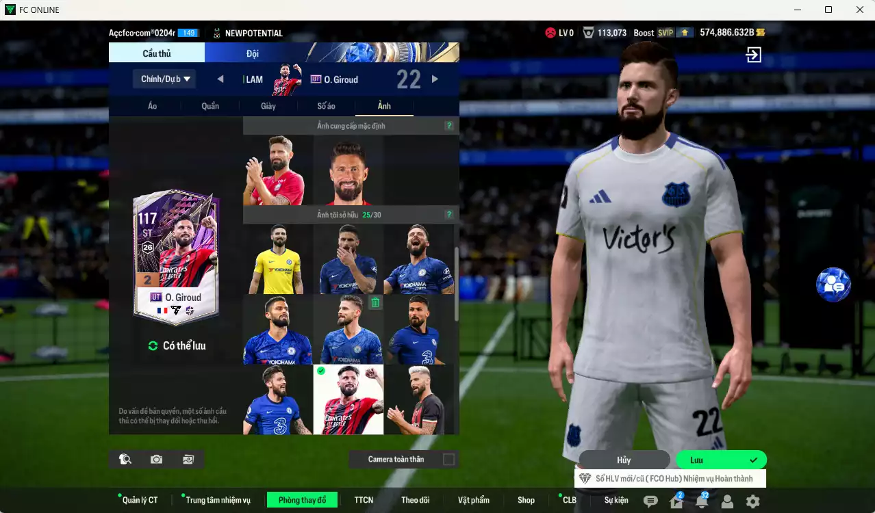 Ảnh ACC 574886b trắng, có thẻ đổi tên, full miniface. HLV Xịn, dư 110k TC