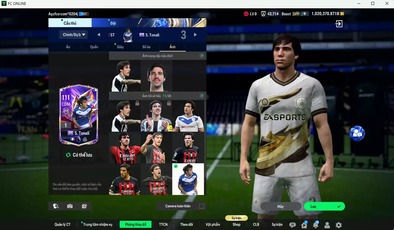 Ảnh ACC 1020370b trắng, có thẻ đổi tên, full miniface, còn nhiều CP GIẢM THUẾ. HLV Xịn, dư 290k TC