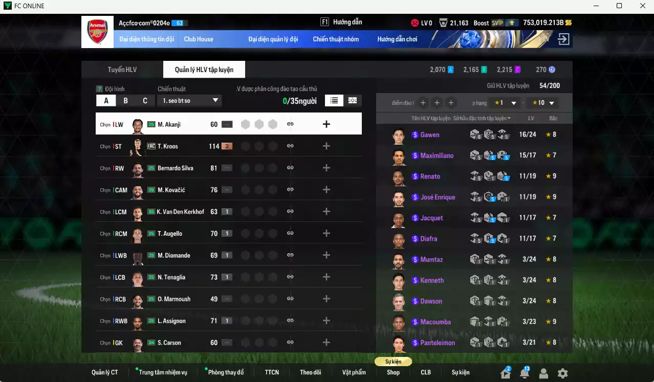 Ảnh ACC 753019b trắng, có thẻ đổi tên. HLV tạm