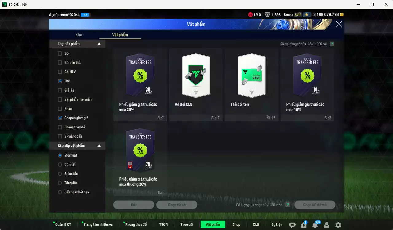 Ảnh ACC 3168679b trắng, có thẻ đổi tên, còn CP GIẢM THUẾ. HLV Xịn