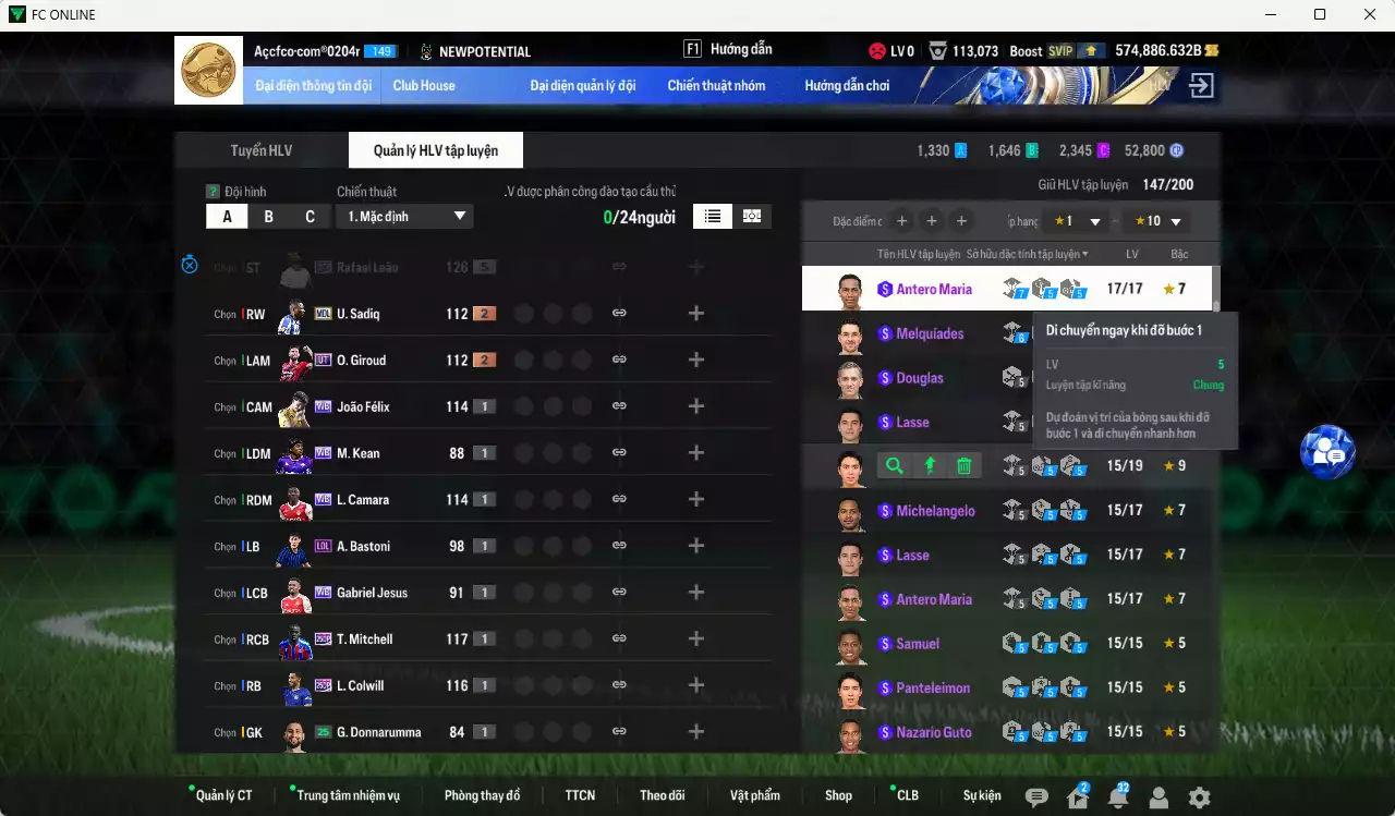 Ảnh ACC 574886b trắng, có thẻ đổi tên, full miniface. HLV Xịn, dư 110k TC