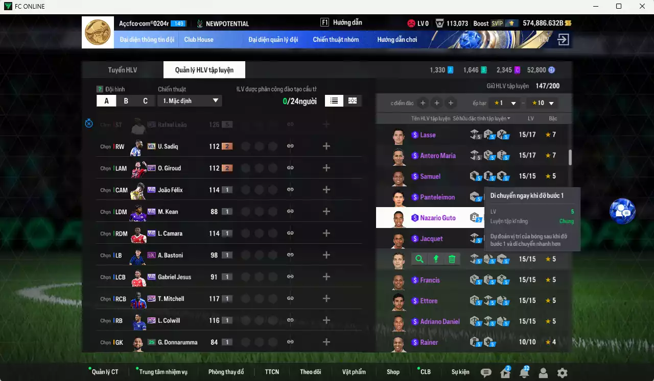 Ảnh ACC 574886b trắng, có thẻ đổi tên, full miniface. HLV Xịn, dư 110k TC