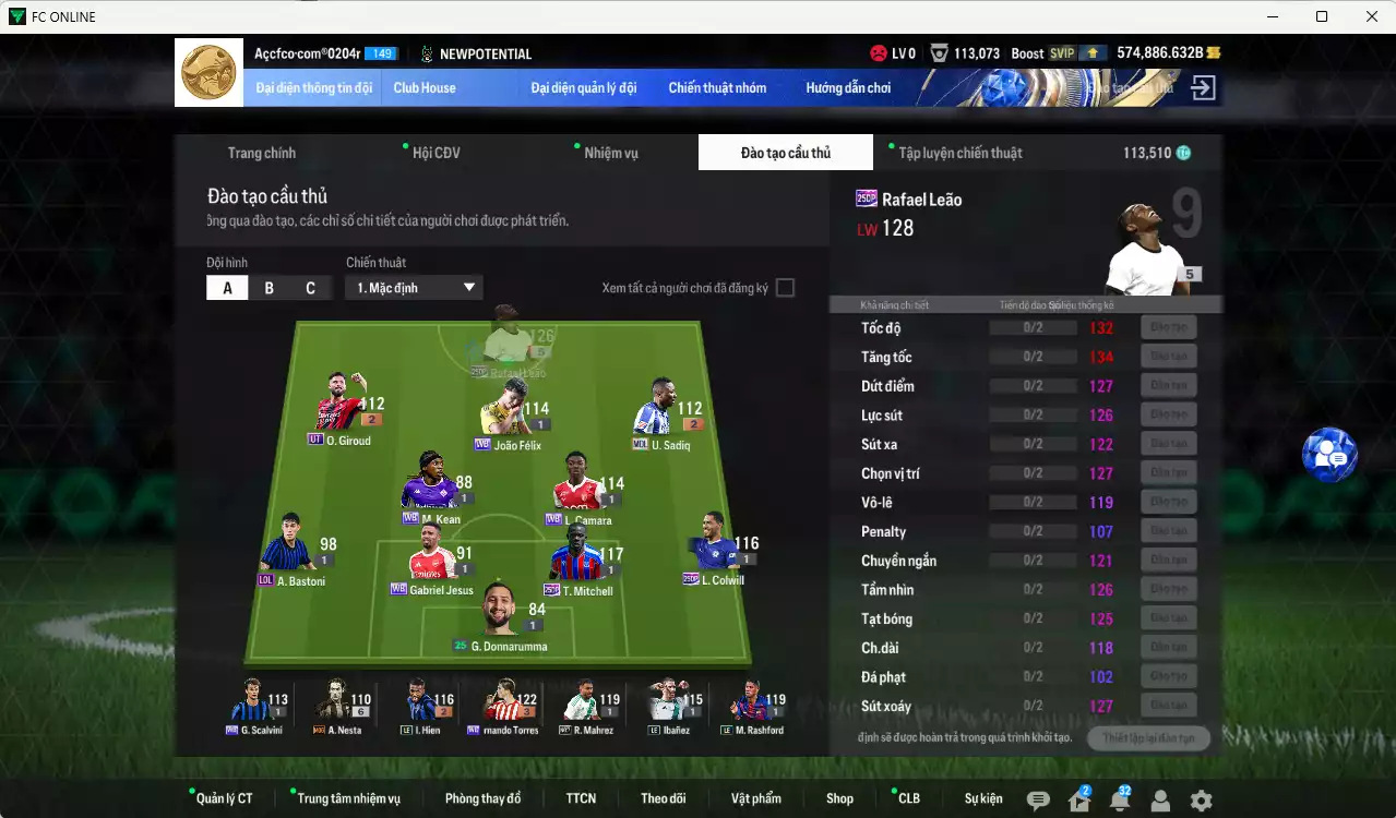 Ảnh ACC 574886b trắng, có thẻ đổi tên, full miniface. HLV Xịn, dư 110k TC