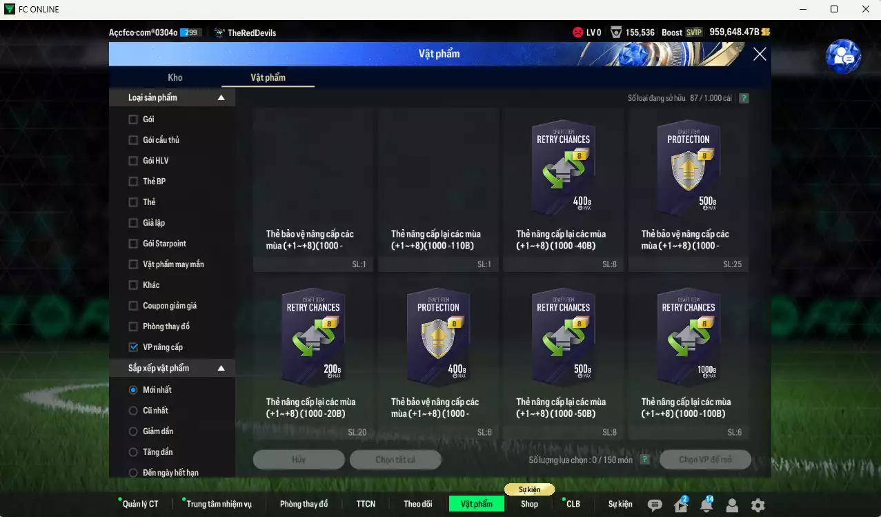 Ảnh ACC 959648b trắng, có thẻ đổi tên, full miniface, còn nhiều CP GIẢM THUẾ. HLV Xịn, gần full đào tạo chiến thuật