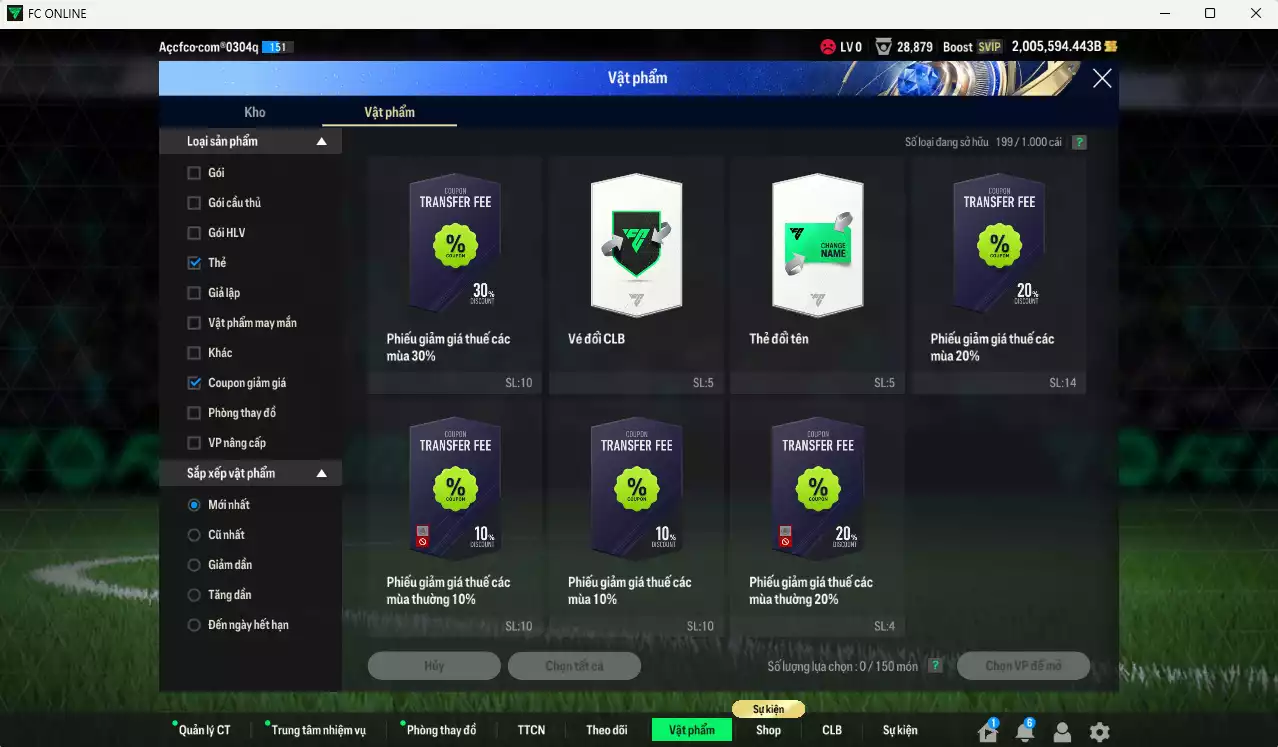 Ảnh ACC 2005594b trắng, có thẻ đổi tên, full miniface, còn CP GIẢM THUẾ. HLV Xịn, dư 230k TC