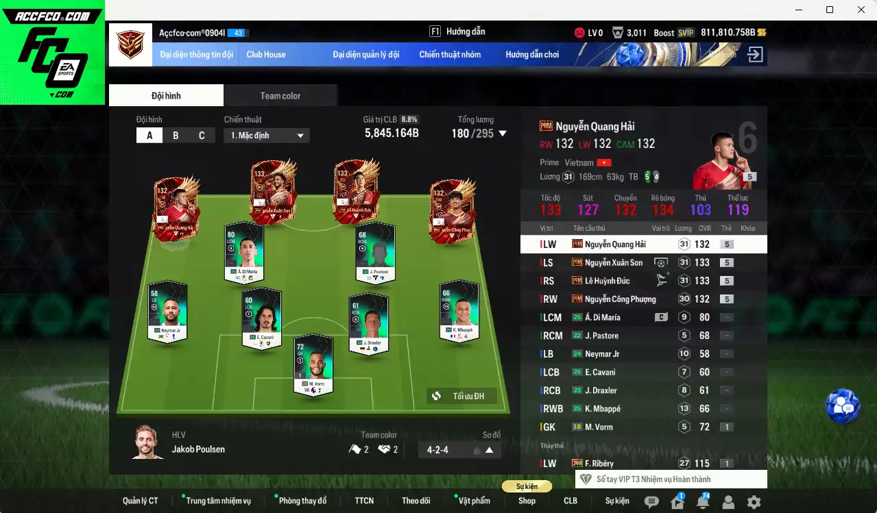 Xuân Son PRM, Huỳnh Đức PRM, Công Phượng PRM, Quang Hải PRM vs 811kb. Full miniface