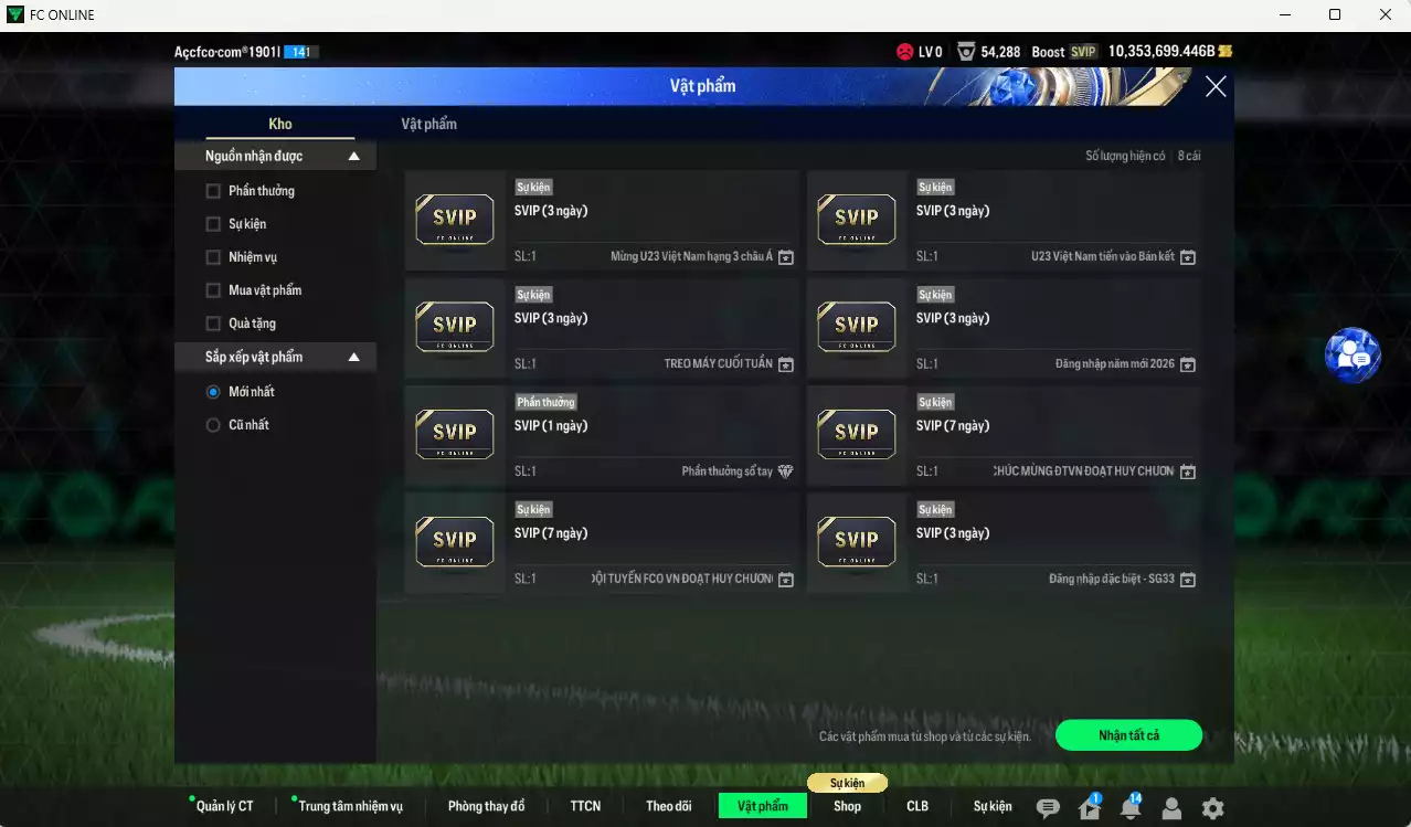 Ảnh ACC 10.353.699b trắng, có thẻ đổi tên, còn CP GIẢM THUẾ. HLV Xịn, dư 300k TC