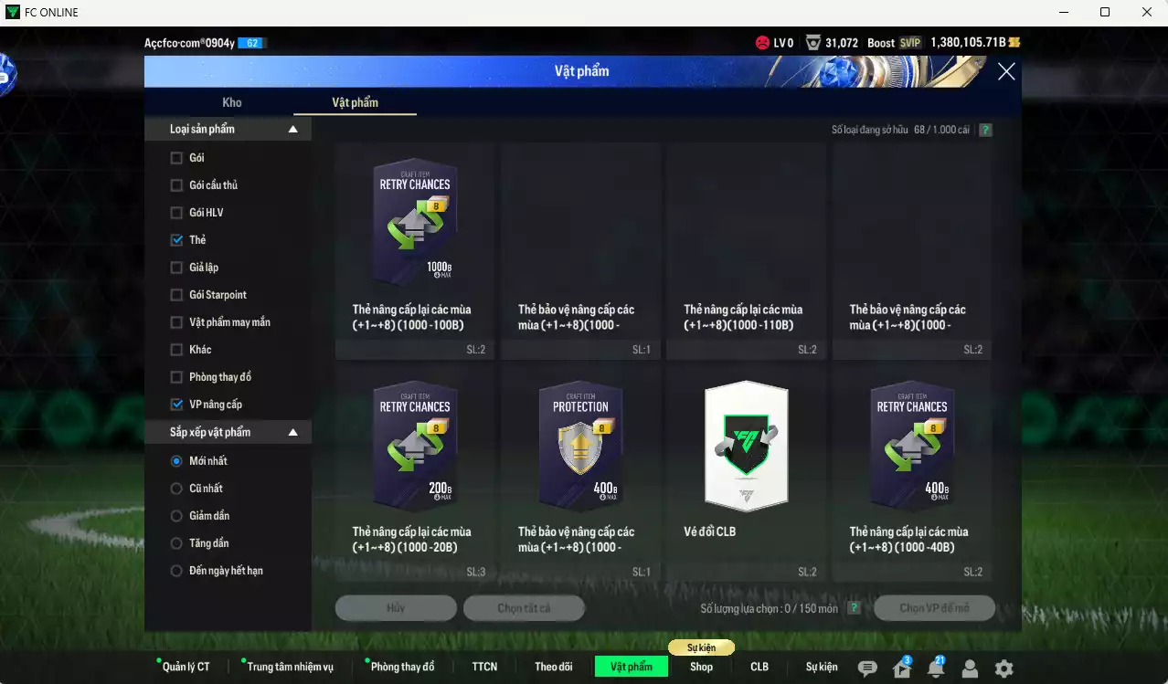 Ảnh [Tặng 370FC] ACC 1380105b trắng, có thẻ đổi tên. HLV tạm, dư 140k TC