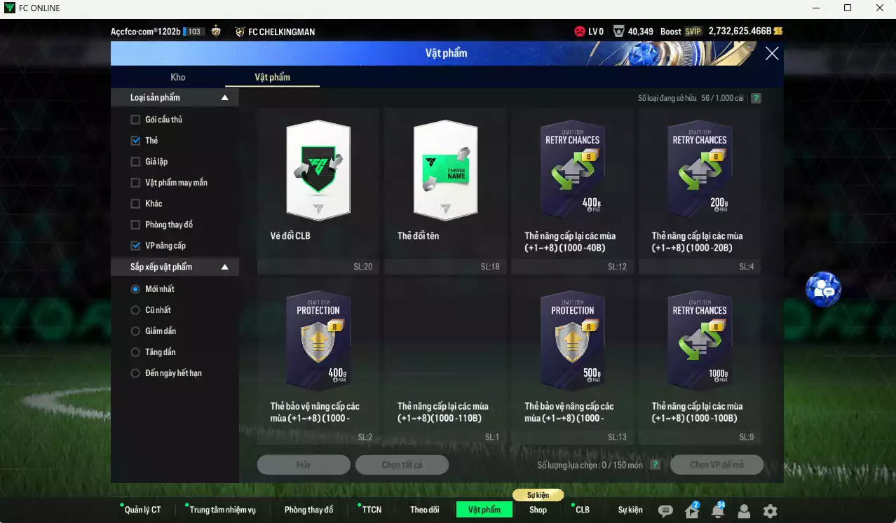 Ảnh ACC 2732625b trắng, có thẻ đổi tên, full miniface. HLV Xịn, dư 220k TC