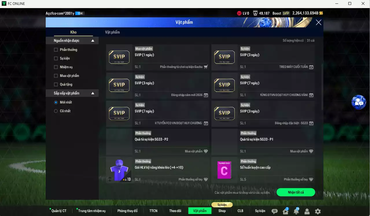 Ảnh [Tặng Gadellaa live+13] ACC 2264133b trắng, có thẻ đổi tên, còn nhiều SVIP vs CP GIẢM THUẾ. HLV Xịn, dư 240k TC