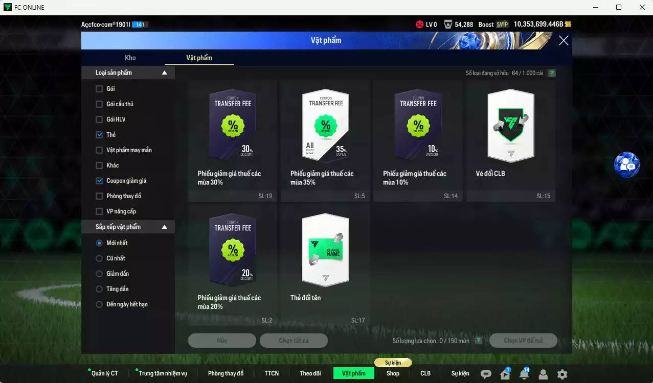 Ảnh ACC 10.353.699b trắng, có thẻ đổi tên, còn CP GIẢM THUẾ. HLV Xịn, dư 300k TC