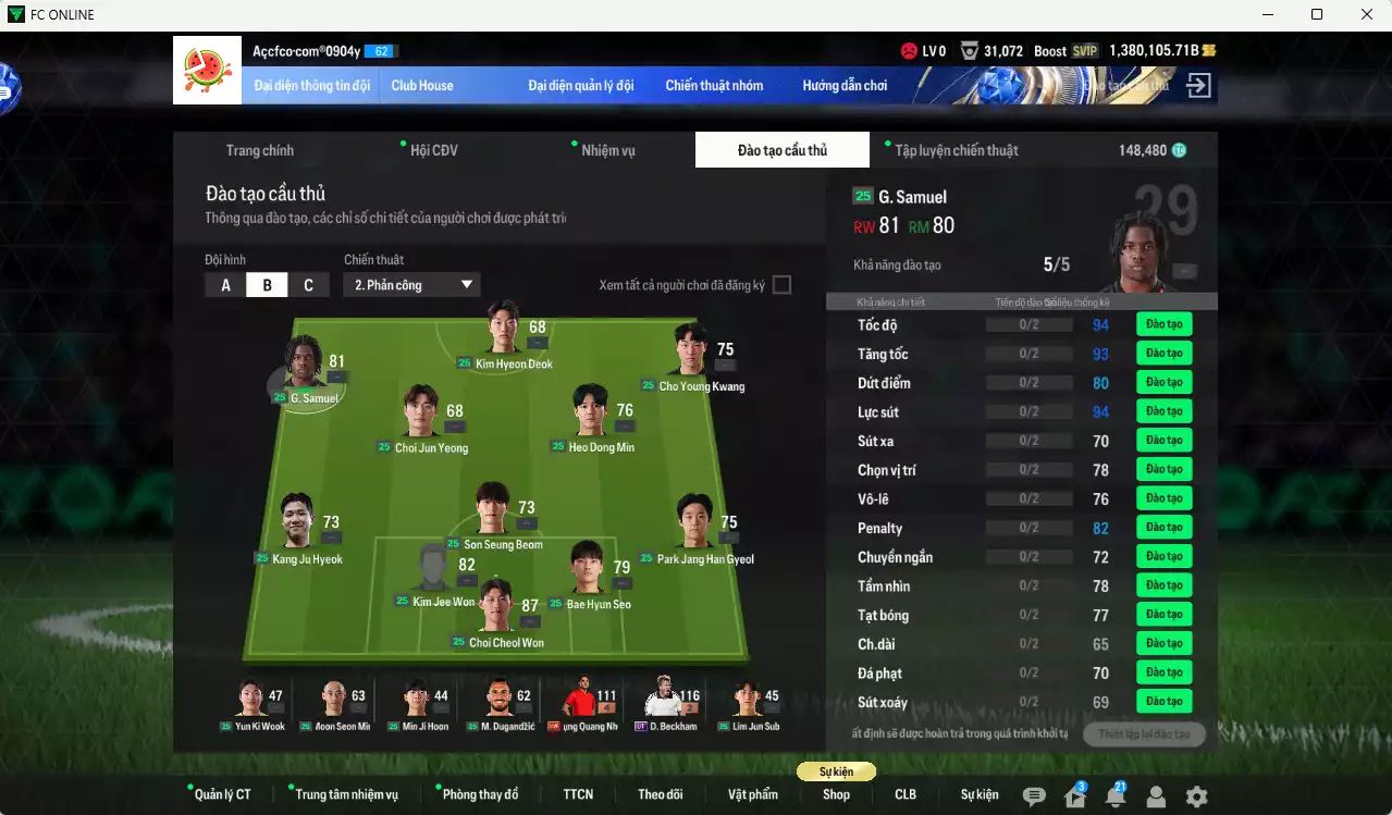 Ảnh [Tặng 370FC] ACC 1380105b trắng, có thẻ đổi tên. HLV tạm, dư 140k TC