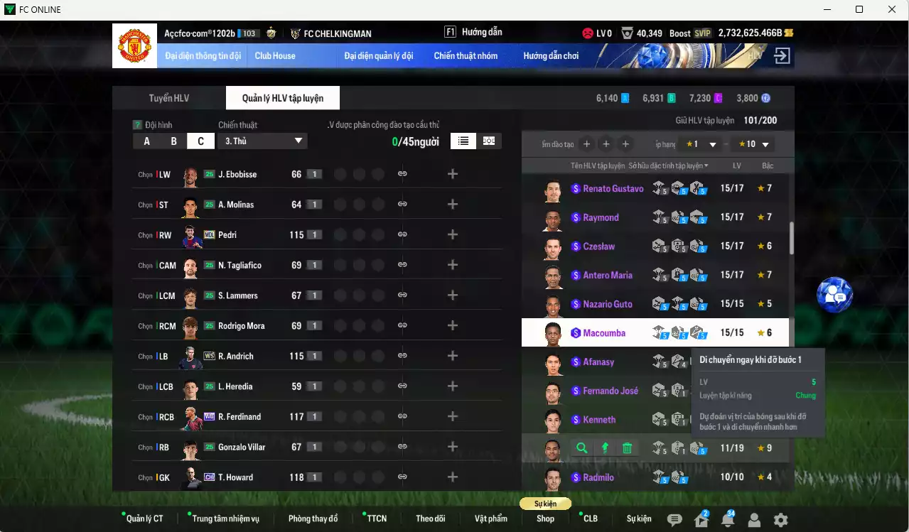 Ảnh ACC 2732625b trắng, có thẻ đổi tên, full miniface. HLV Xịn, dư 220k TC
