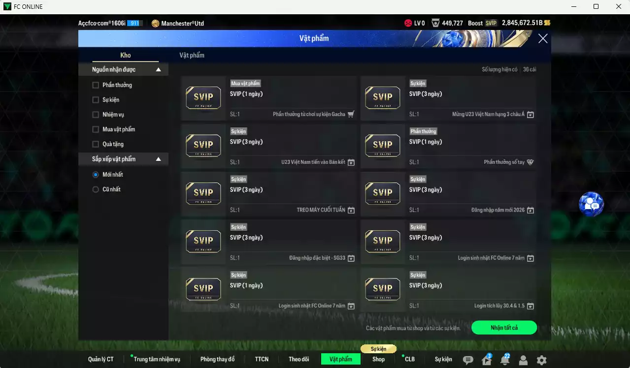 Ảnh ACC 2845672b trắng, có thẻ đổi tên, full miniface, còn nhiều CP GIẢM THUẾ. Đã full đào tạo chiến thuật, dư 180k TC
