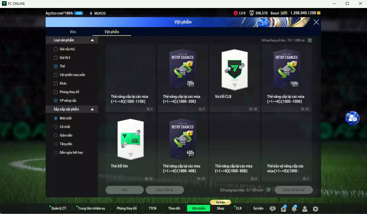 Ảnh ACC 1398940b trắng, có thẻ đổi tên, full miniface. HLV Xịn, đã full đào tạo chiến thuật