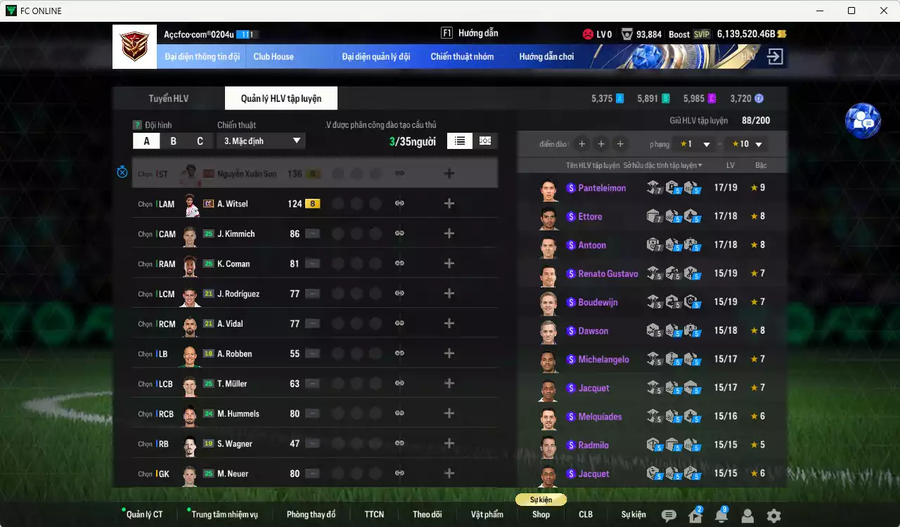 Ảnh ACC 6139520b trắng, có thẻ đổi tên, full miniface. HLV Xịn