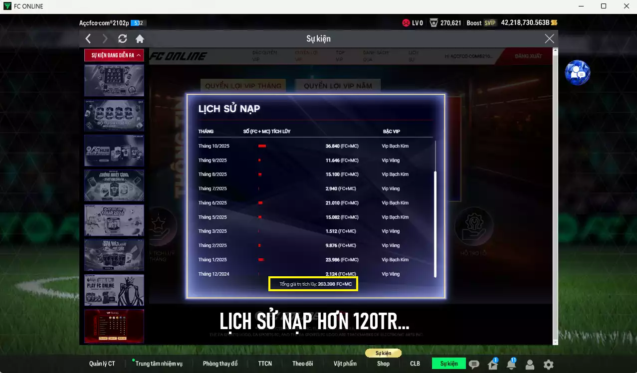 Ảnh ]TOP TỶ PHÚ BP] ACC 42.218.730b trắng, full miniface, có thẻ đổi tên, còn CP GIẢM THUẾ. HLV Xịn, đã full đào tạo chiến thuật, dư 510k TC