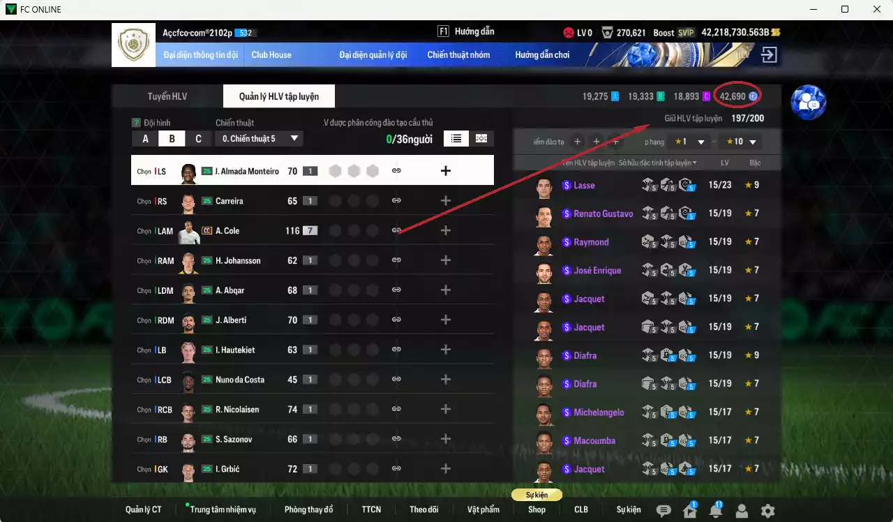 Ảnh ]TOP TỶ PHÚ BP] ACC 42.218.730b trắng, full miniface, có thẻ đổi tên, còn CP GIẢM THUẾ. HLV Xịn, đã full đào tạo chiến thuật, dư 510k TC